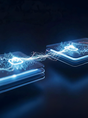 Abstraktní ilustrace znázorňující propojení moderního frontendu a backendu.